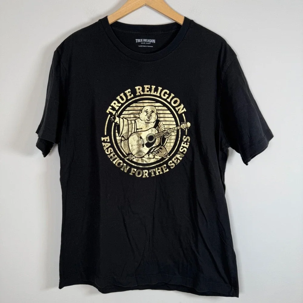 True Religion‎ Men's Buddha Guitar Graphic T Shirt Tee Top XL 100% Cotton LOGO